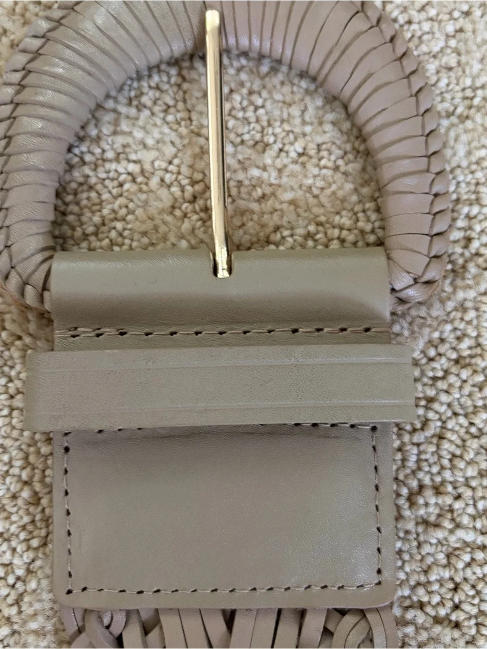 Talbots Taupe Braided Leather Belt with Buckle Sz Small